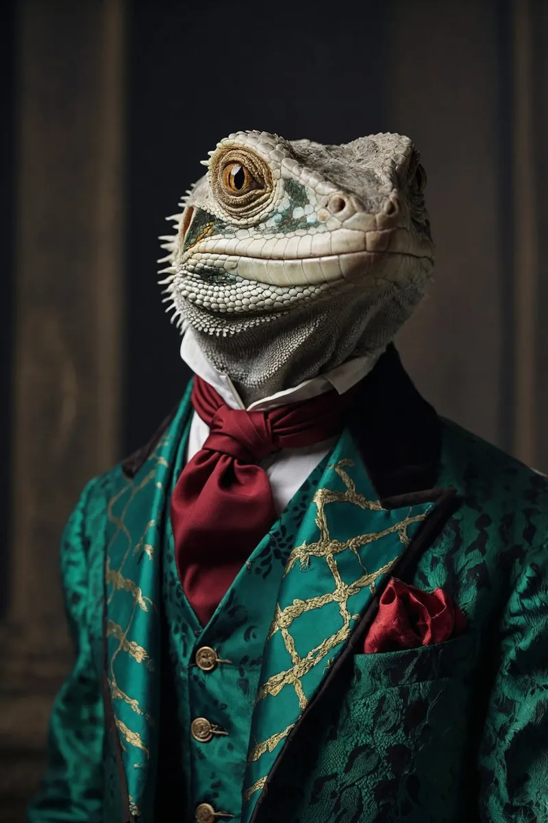 Lord Scalebrook - De nobele Reptilian Gentleman canvas met Baklijst van Beasts of Nobility