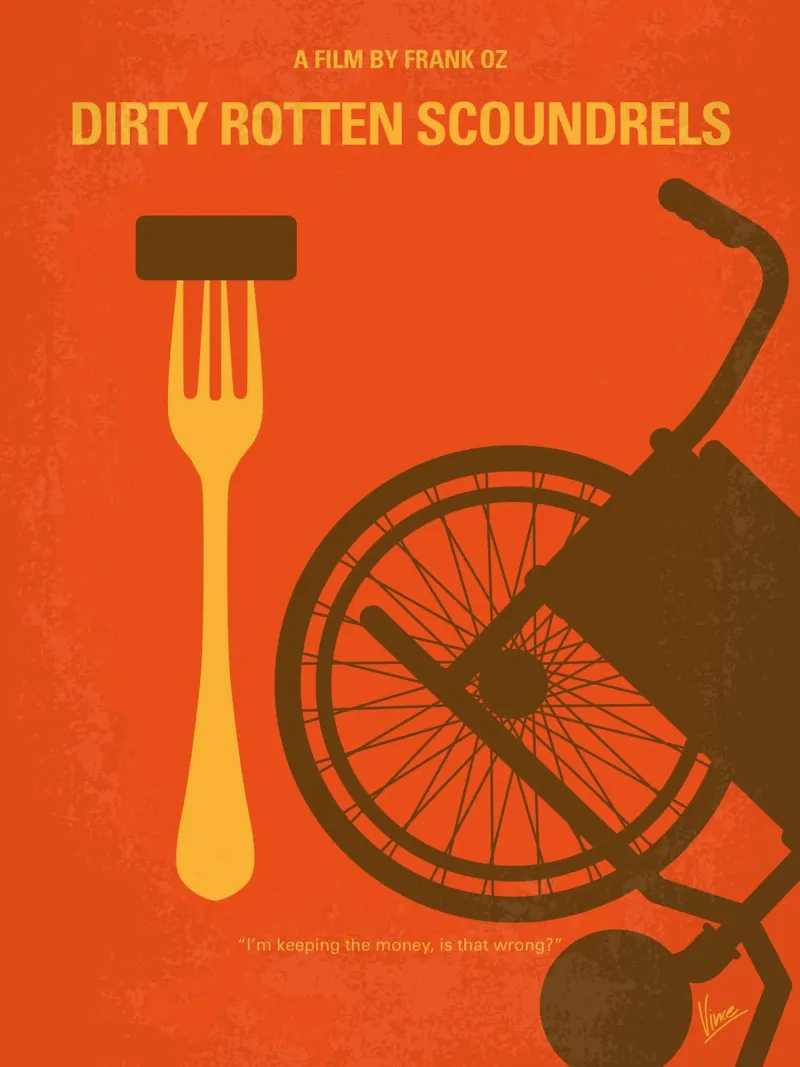 No536 My Dirty Rotten Scoundrels minimal movie poster alluminio dibond da Chungkong