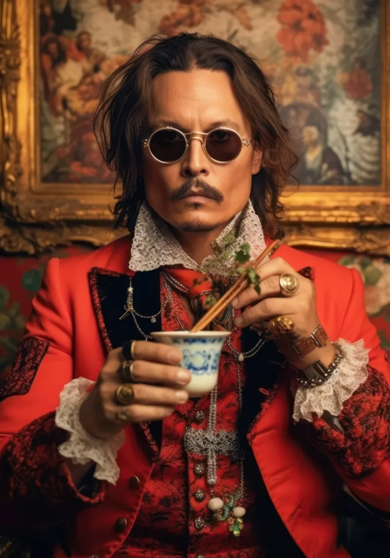 Johnny Depp Fashion Art poster avec cadre en bois de Lootprint