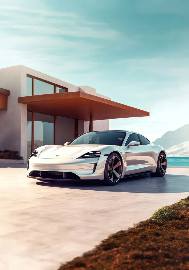 Porsche Taycan poster con telaio in plastica da Lootprint