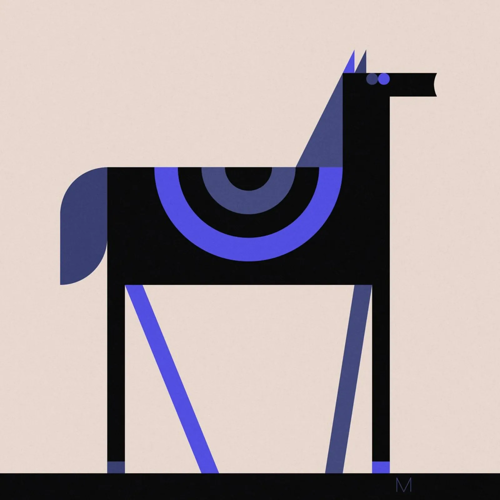 Folk Horse poster with plastic frame by Seed & Signal