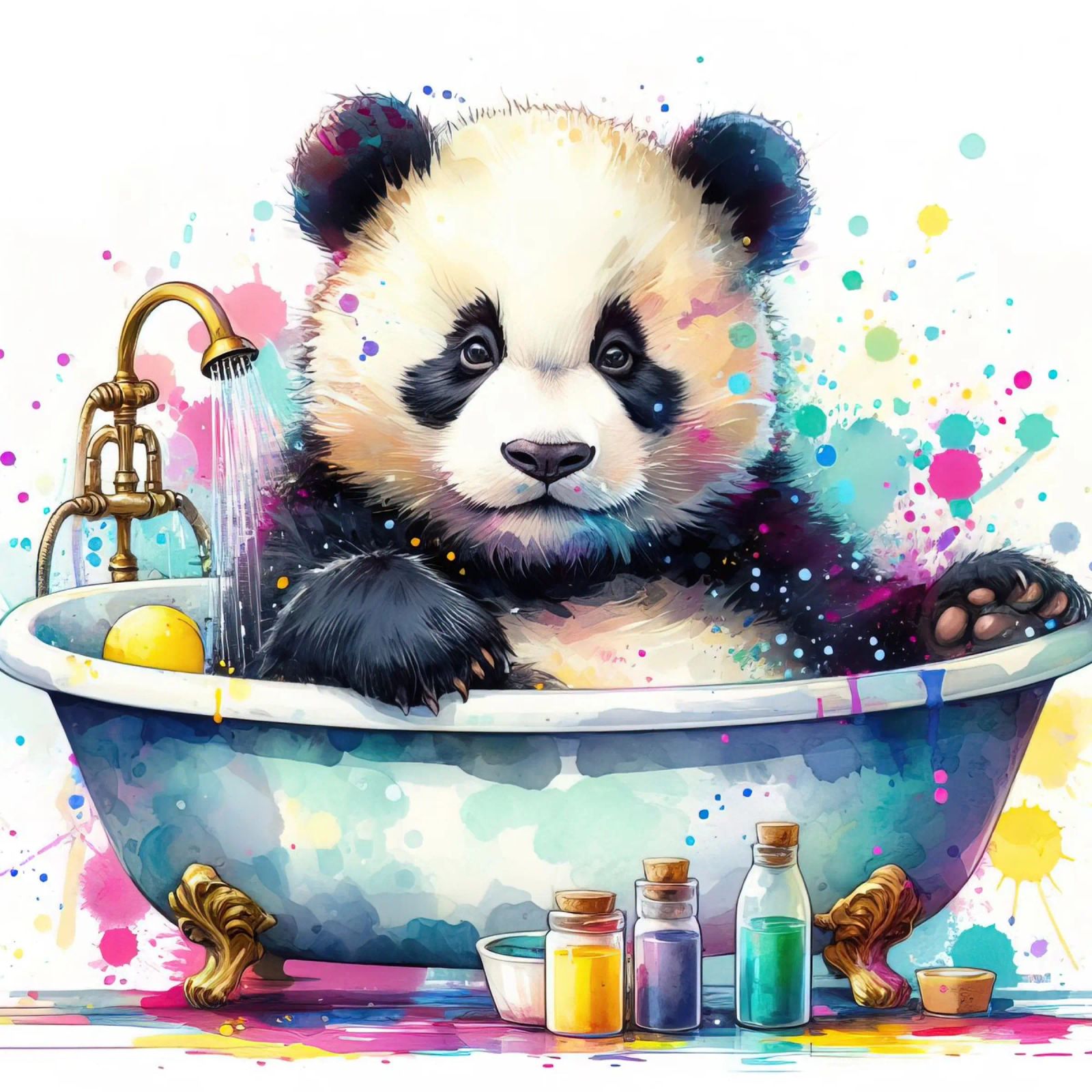 Pandabär in der Badewanne Poster von ARTVI-SHOP