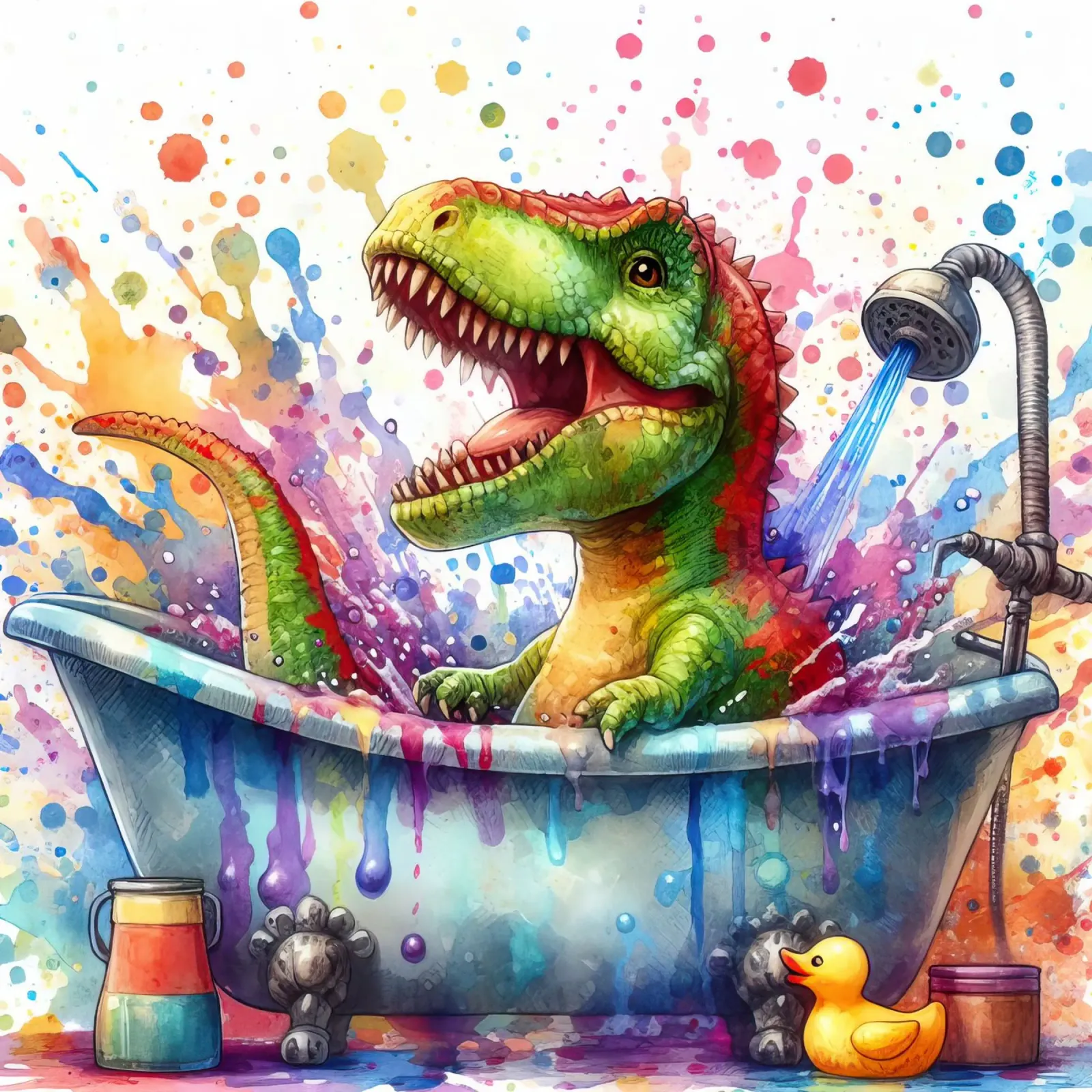 Ein Dinosaurier in der Badewanne Hahnemühle von 🎁 ARTVI-SHOP