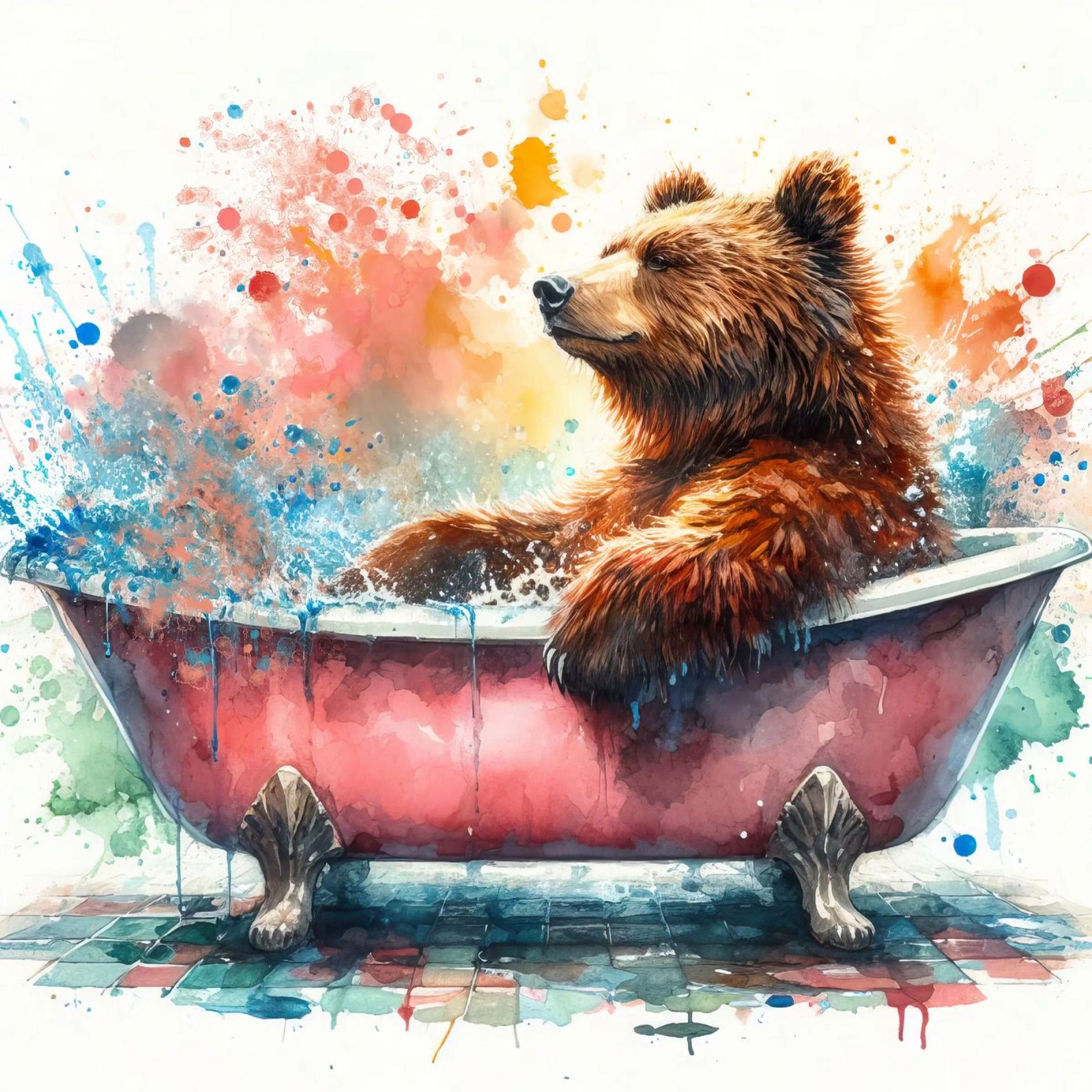 Un ours dans la baignoire poster de ARTVI-SHOP