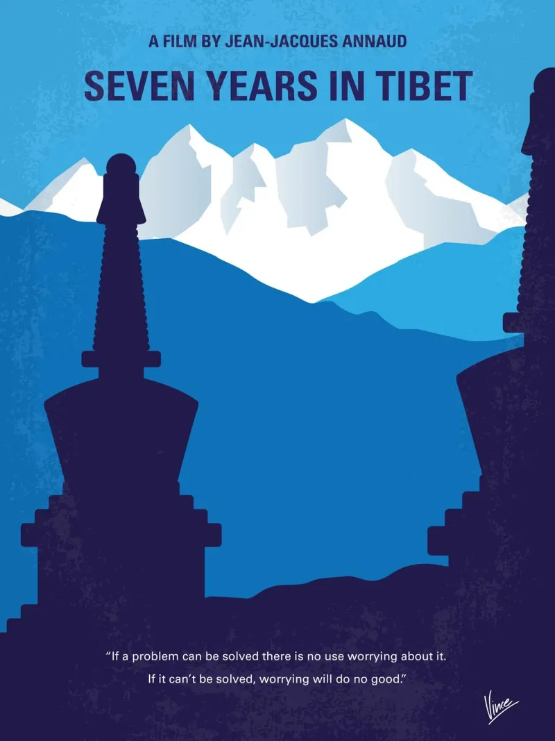 No559 My Seven Years in Tibet minimal movie poster poster con telaio in alluminio da Chungkong