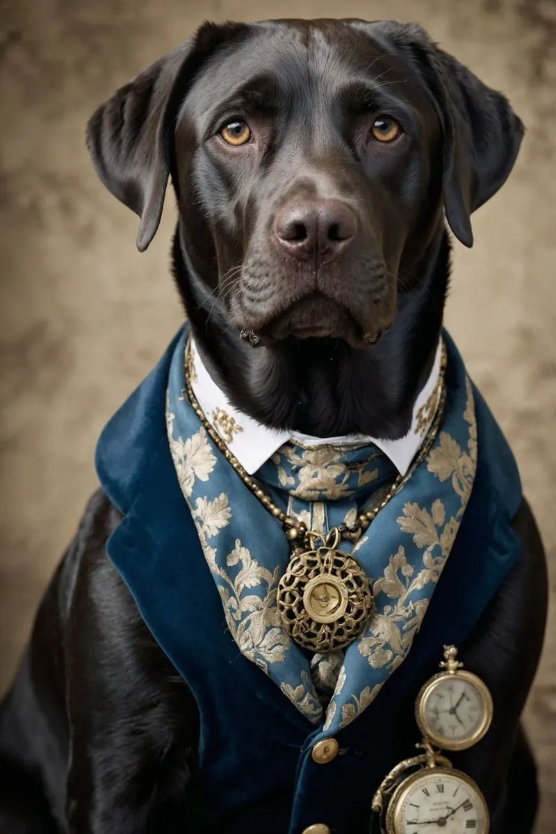 Barón Winston del Tiempo - El Labrador Noble poster con marco de madera de Beasts of Nobility