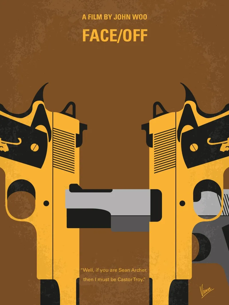No576 My Face Off minimal movie poster poster con telaio in plastica da Chungkong