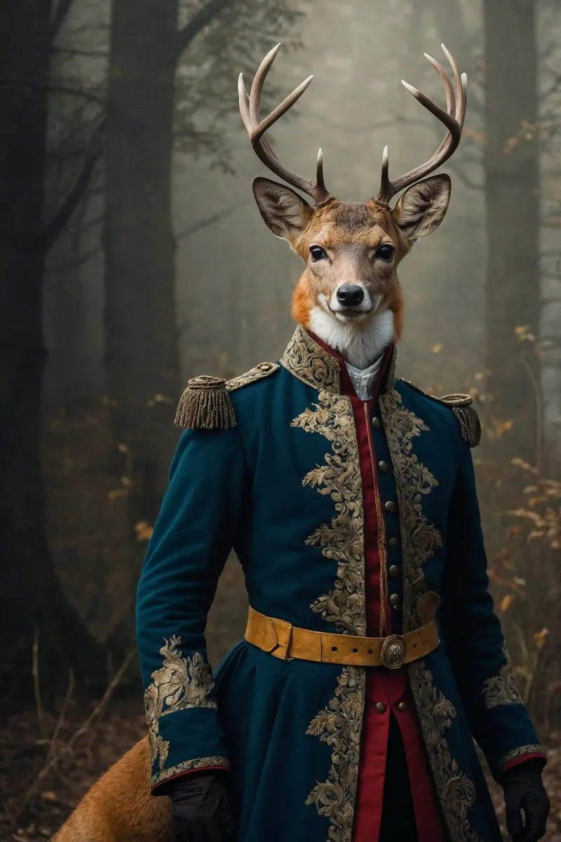 Generale Hartstag - Il re della foresta poster con telaio in legno da Beasts of Nobility