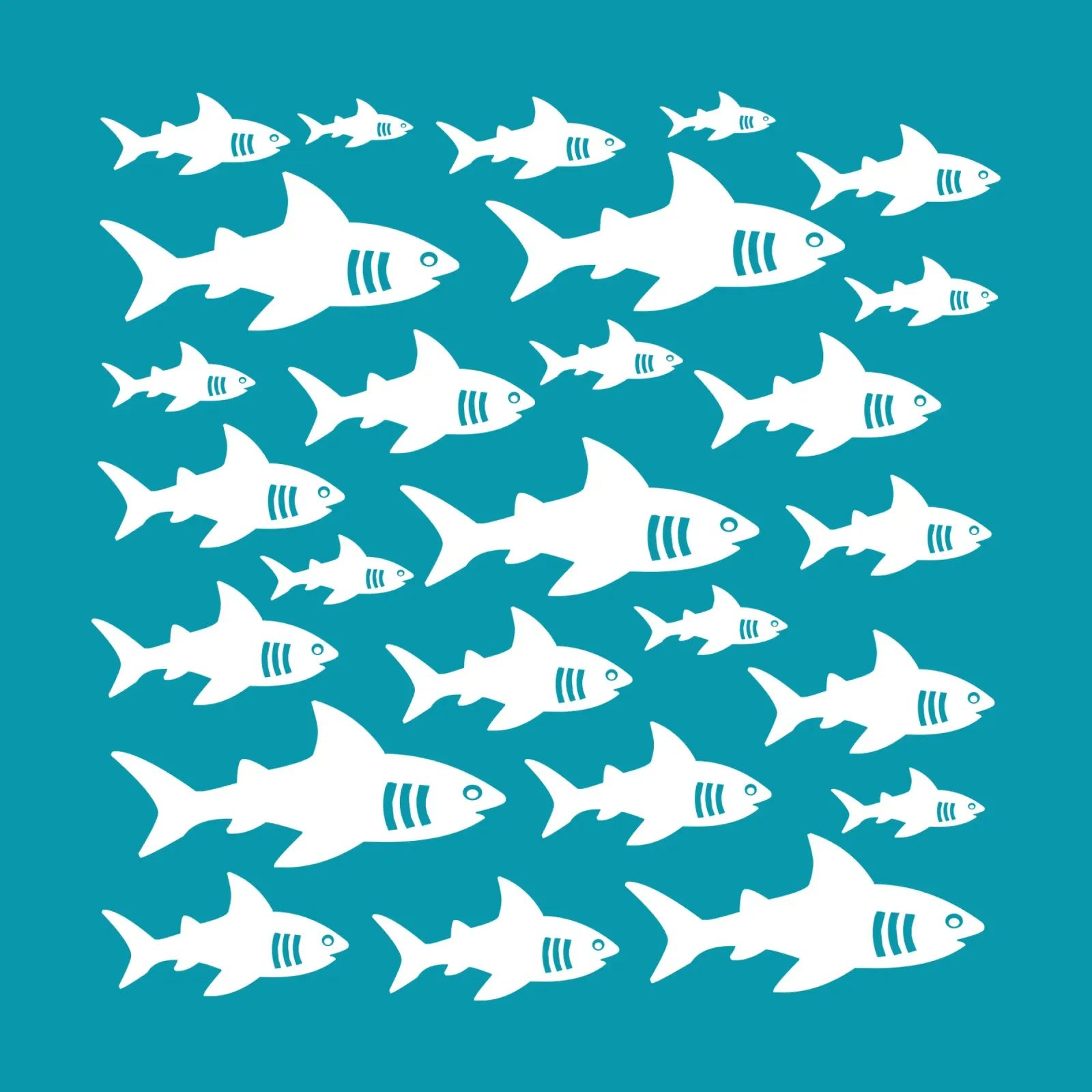 Swimming sharks pattern alluminio dibond da baobabprintstore