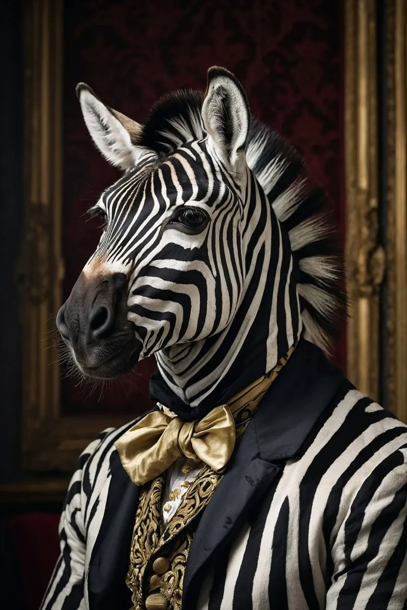 L'elegante zebra - Eleganza in bianco e nero alluminio dibond da Beasts of Nobility