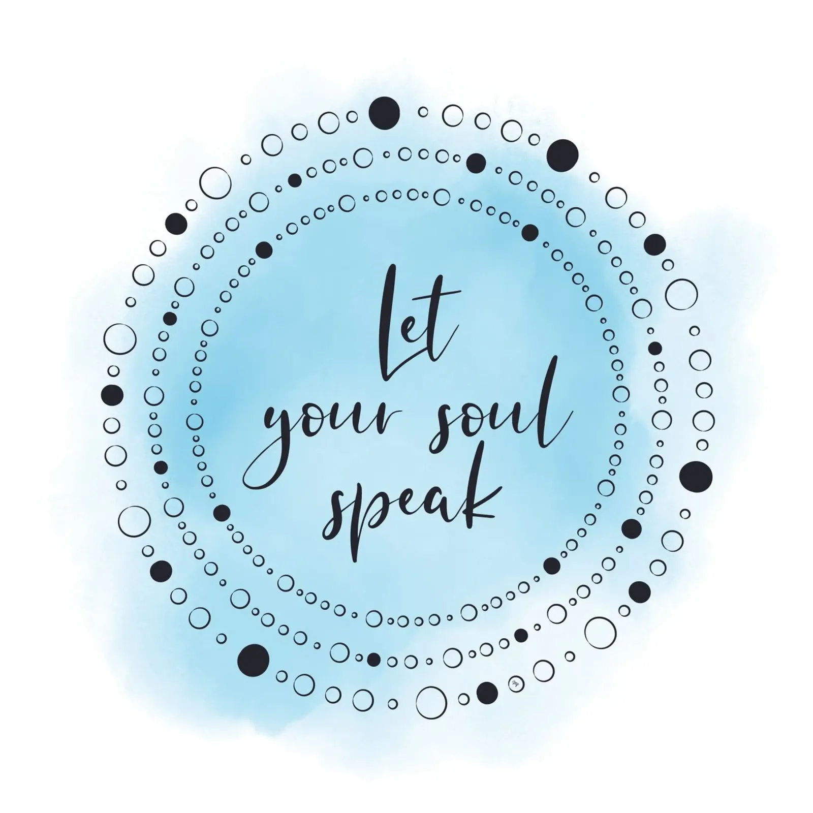 Lass deine Seele sprechen zen quote Poster mit Holzrahmen von Martina
