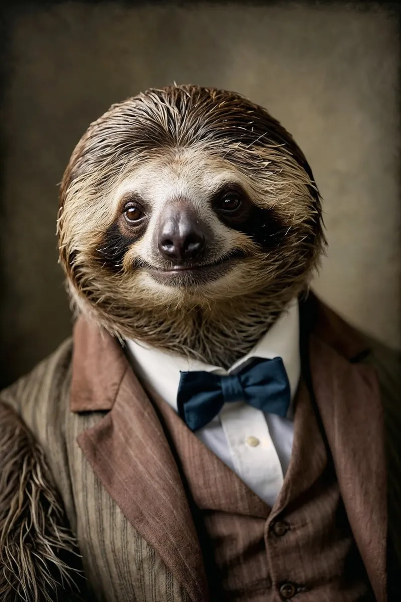 De Dapper Sloth - Langzame en gestage elegantie canvas van Beasts of Nobility