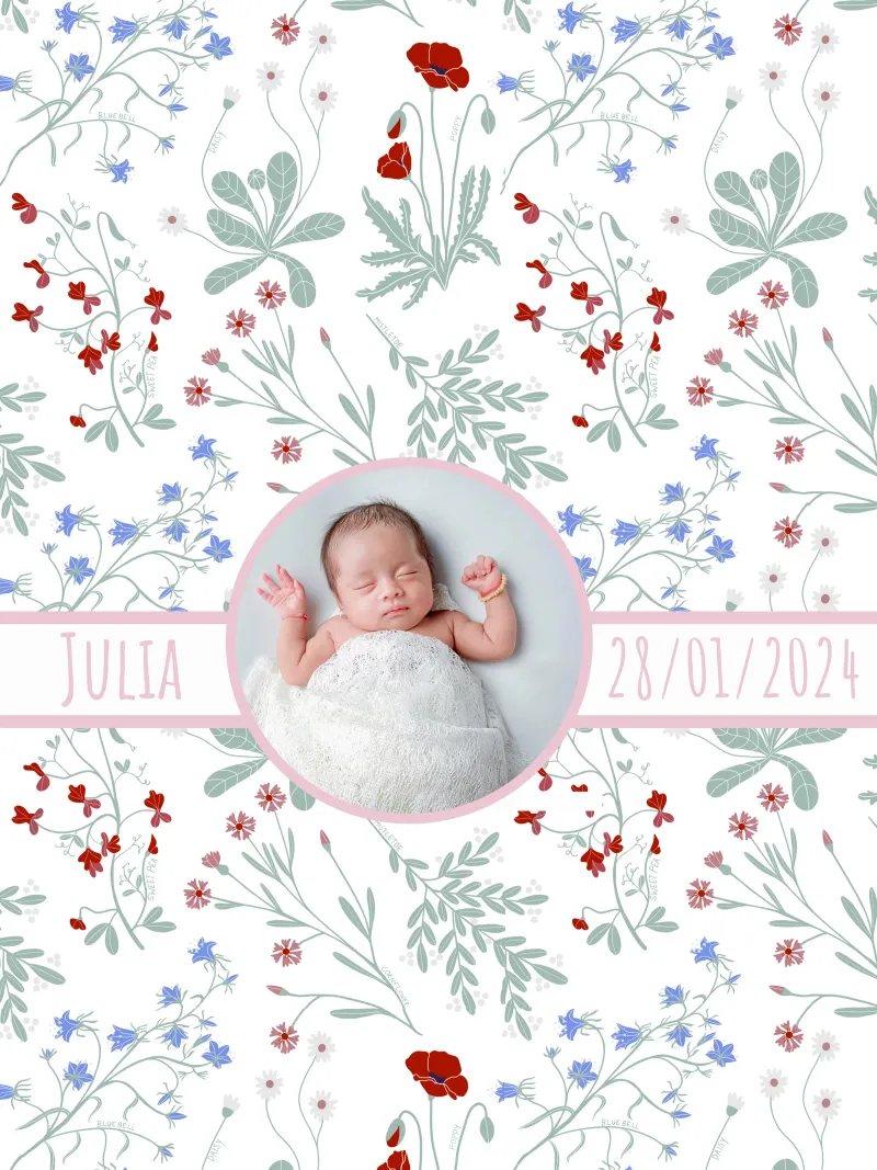 Personalized Wildflower Dreams – Floral Art Print Boho baby acrylic glass by Patruschka’s Patterns