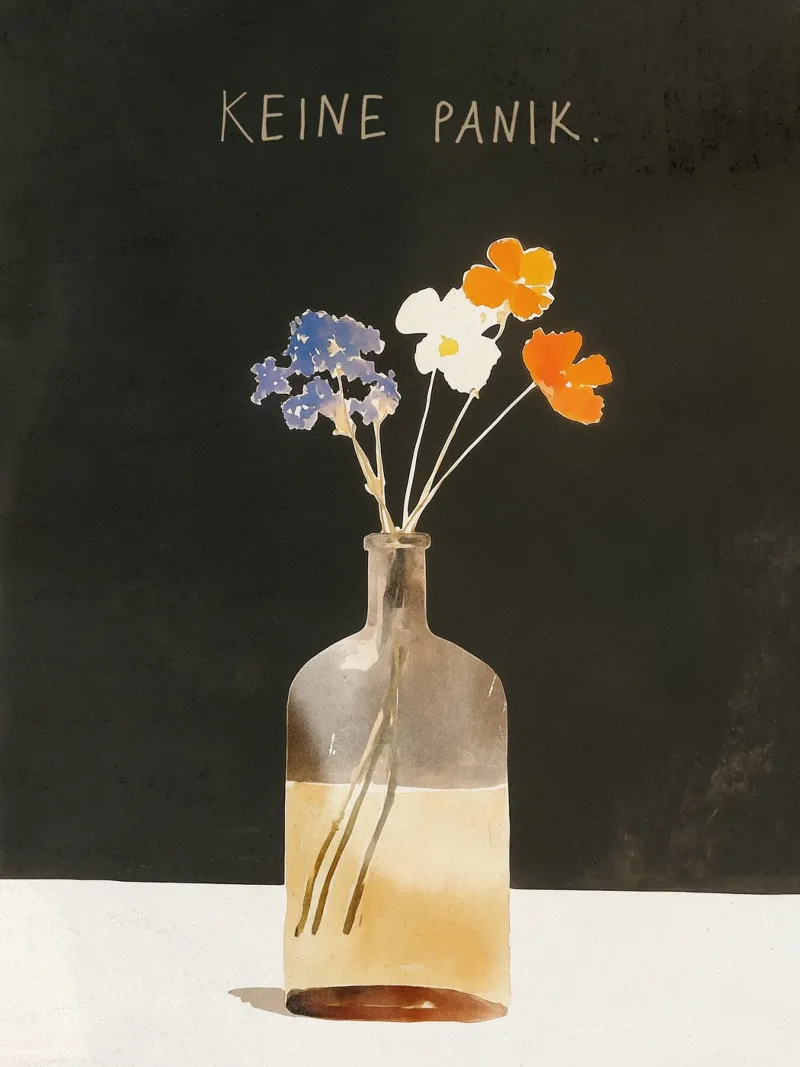 Keine Panik poster avec cadre en bois de STUDIO LEEMO