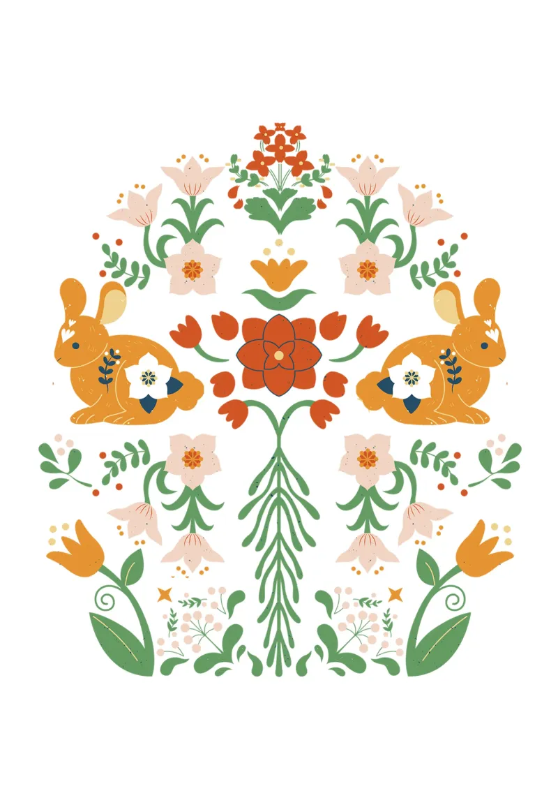 Flowers and Bunnies acrylic glass by Mostly Pink