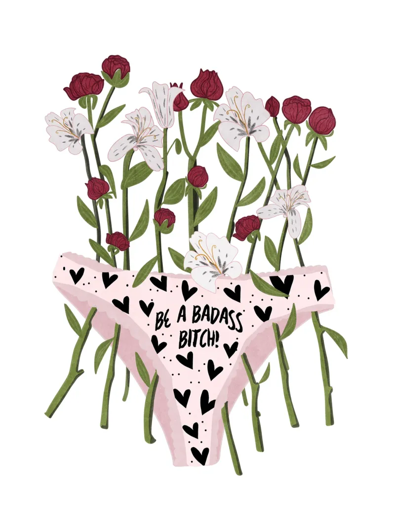 Be a Badass Bitch poster con telaio in alluminio da Illustration Raissa Oltmanns