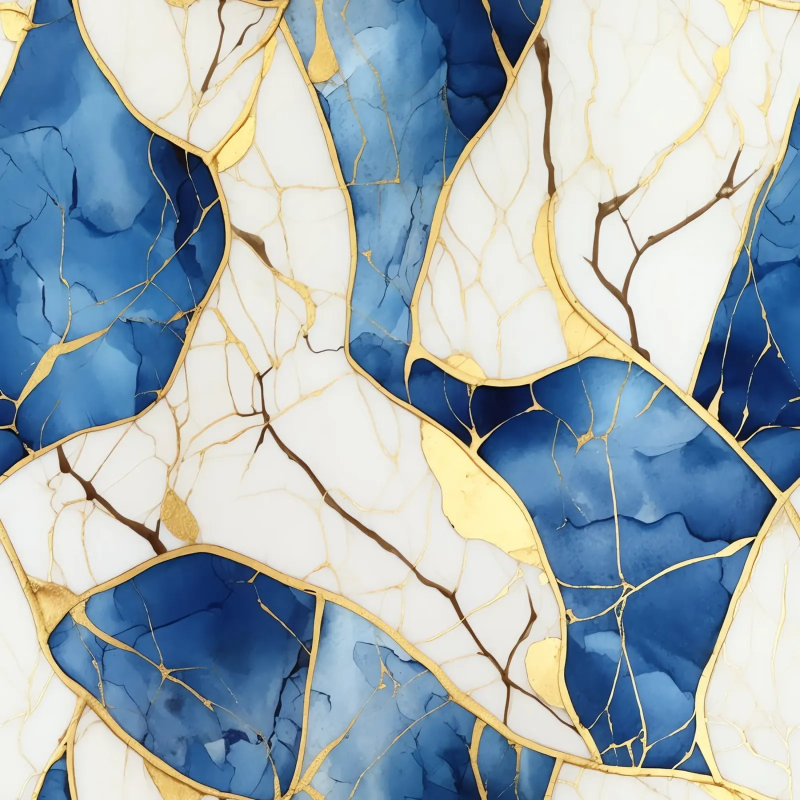 Art Kintsugi Blanc Bleu et Or pellicola backlit da Théïa's Fantasia World