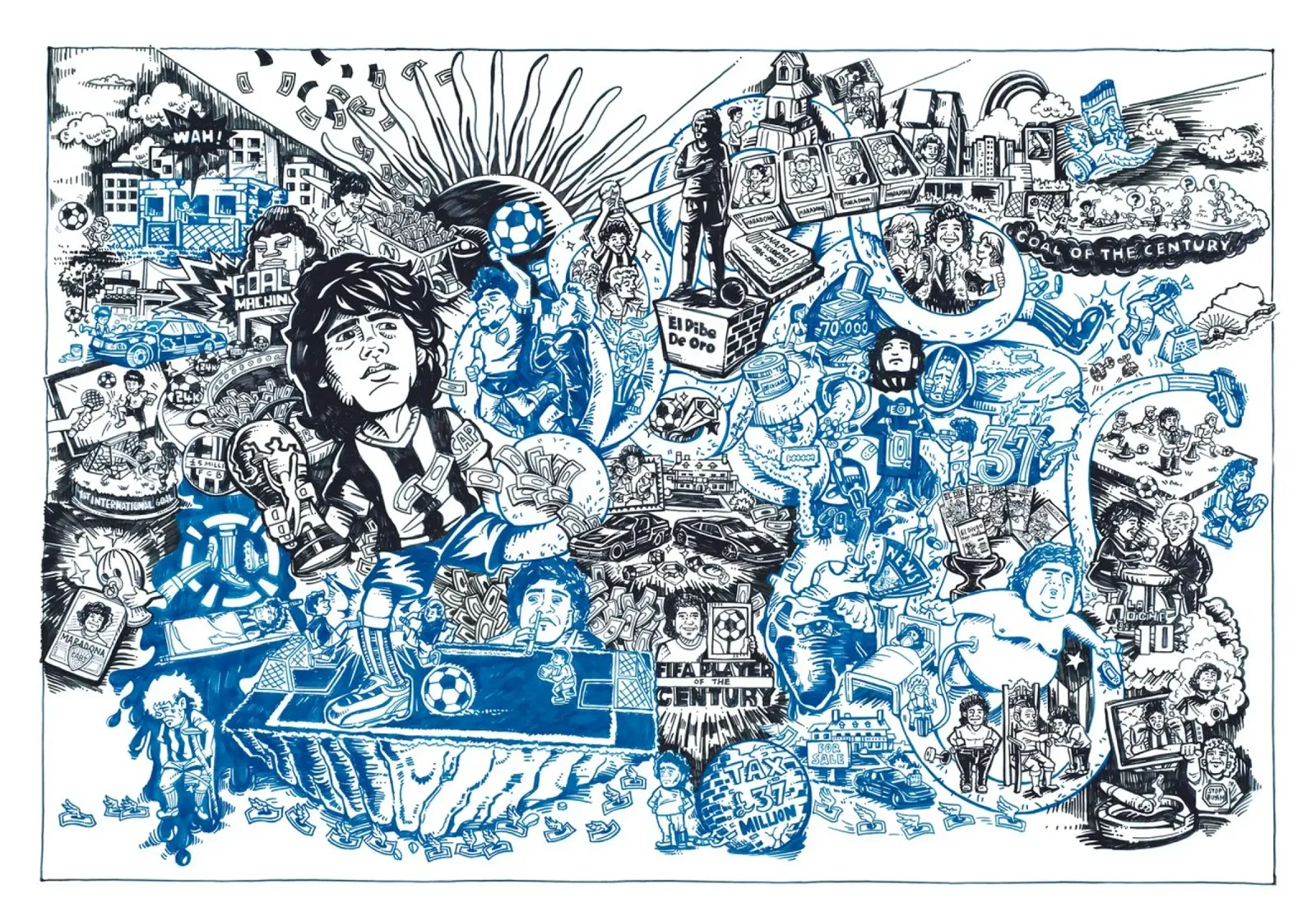 Diego Maradona - Der leidenschaftliche Gott Leinwand mit Schattenfugenrahmen von Artascy Art