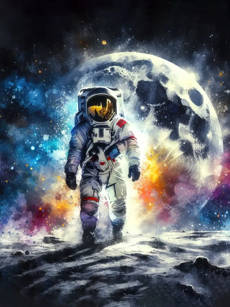 Astronauta in acquerello pellicola backlit da ARTVI-SHOP