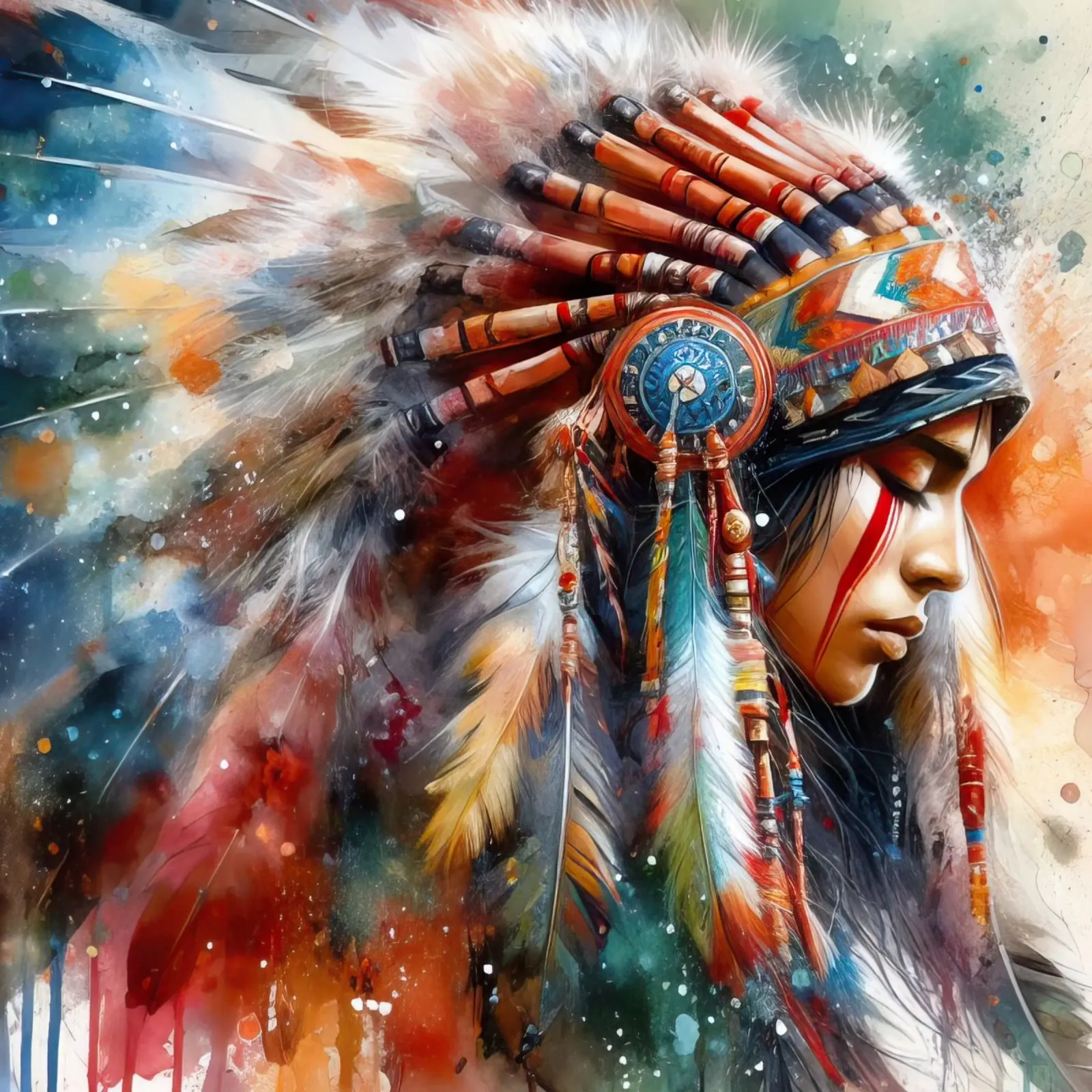 inheemse amerikaanse indiaan canvas met Baklijst van 🎁 ARTVI-SHOP