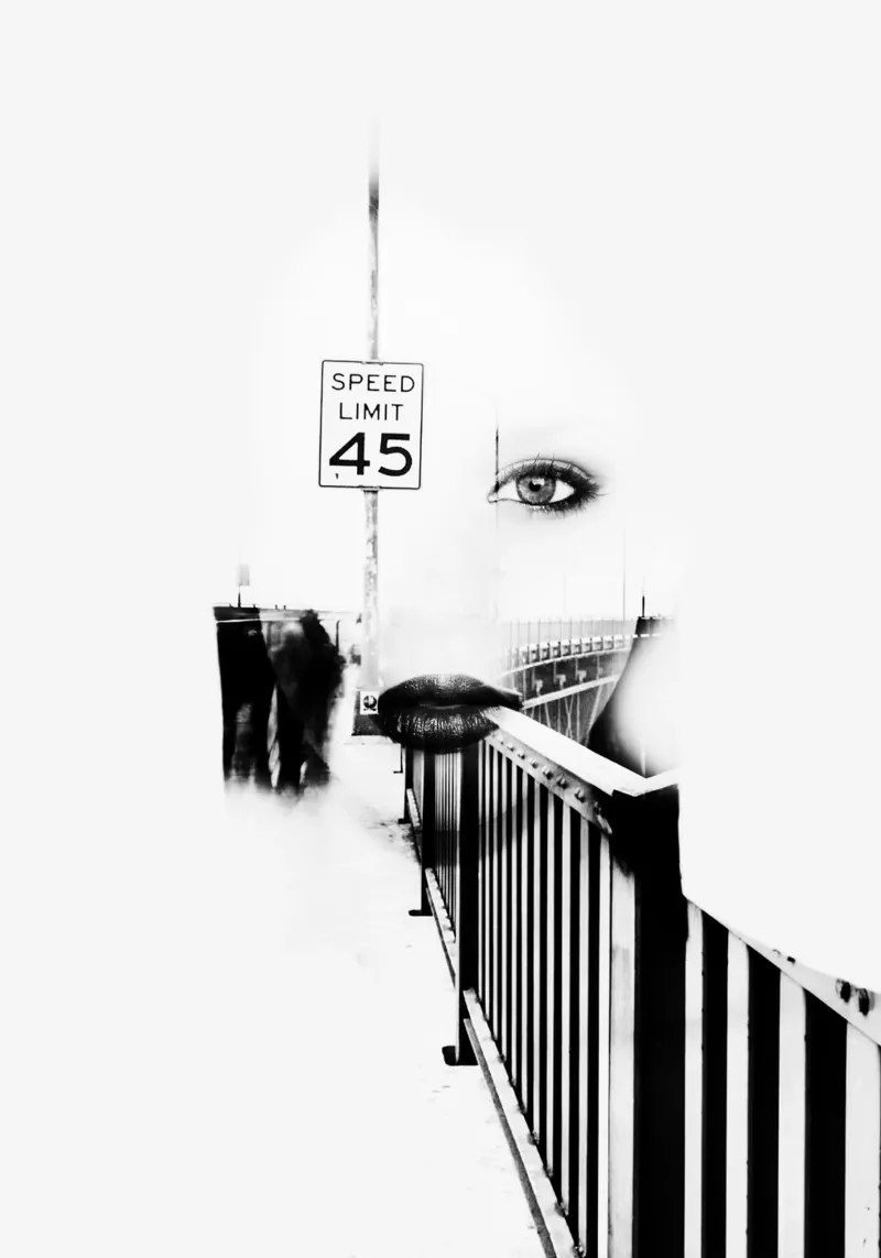 Limite di velocità 45 poster con telaio in plastica da dada22