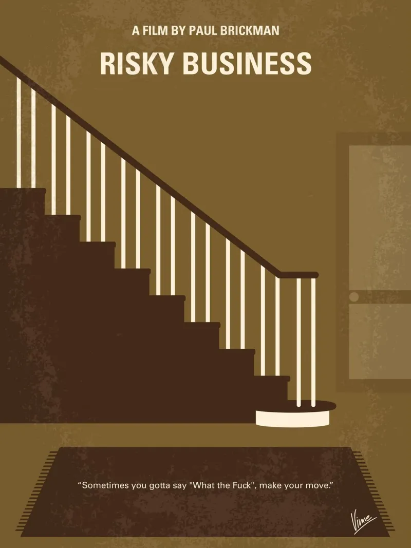 No615 My Risky Business minimal movie poster poster con telaio in alluminio da Chungkong
