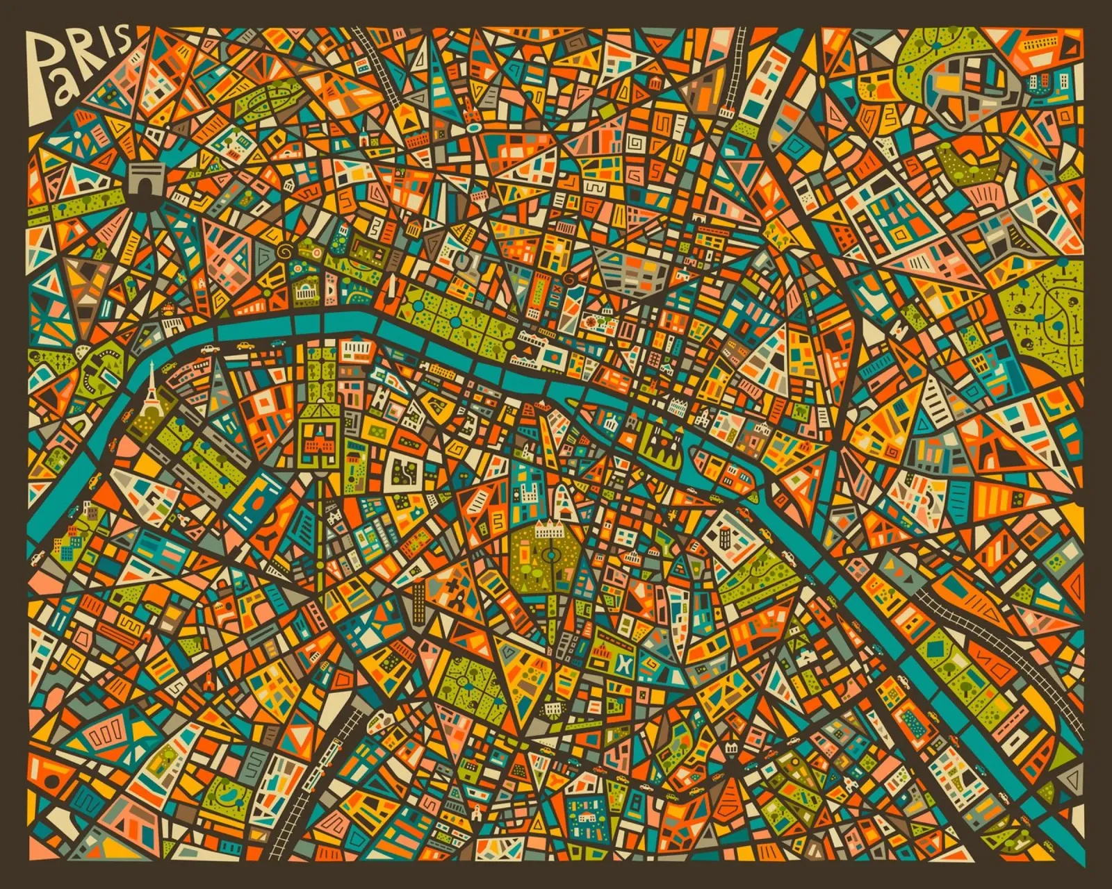 Mappa stradale di Parigi plexiglass da Jazzberry Blue