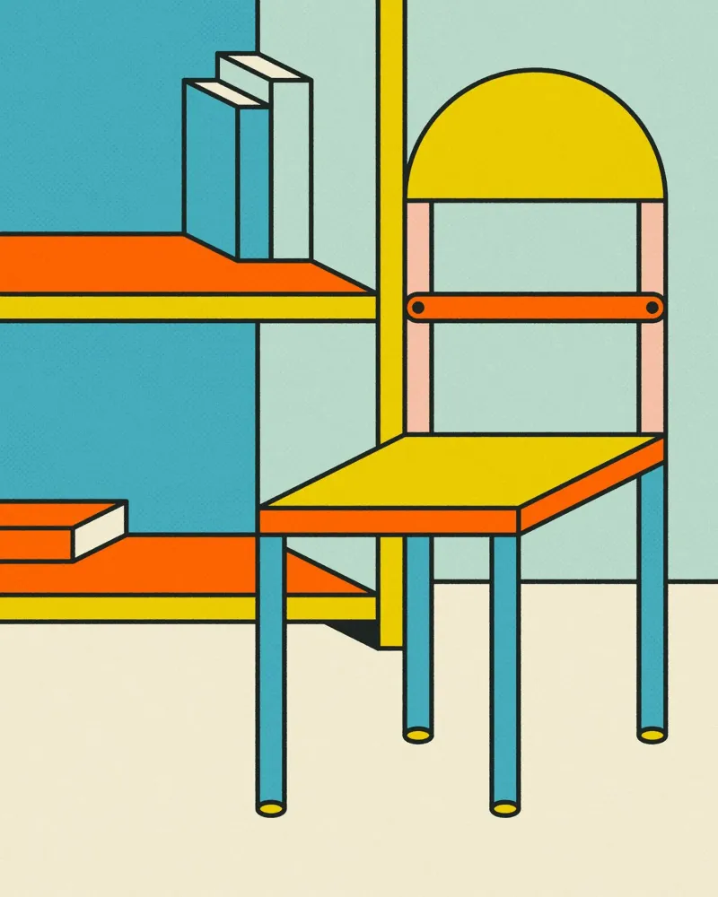 Libreria e sedia poster con telaio in alluminio da Jazzberry Blue