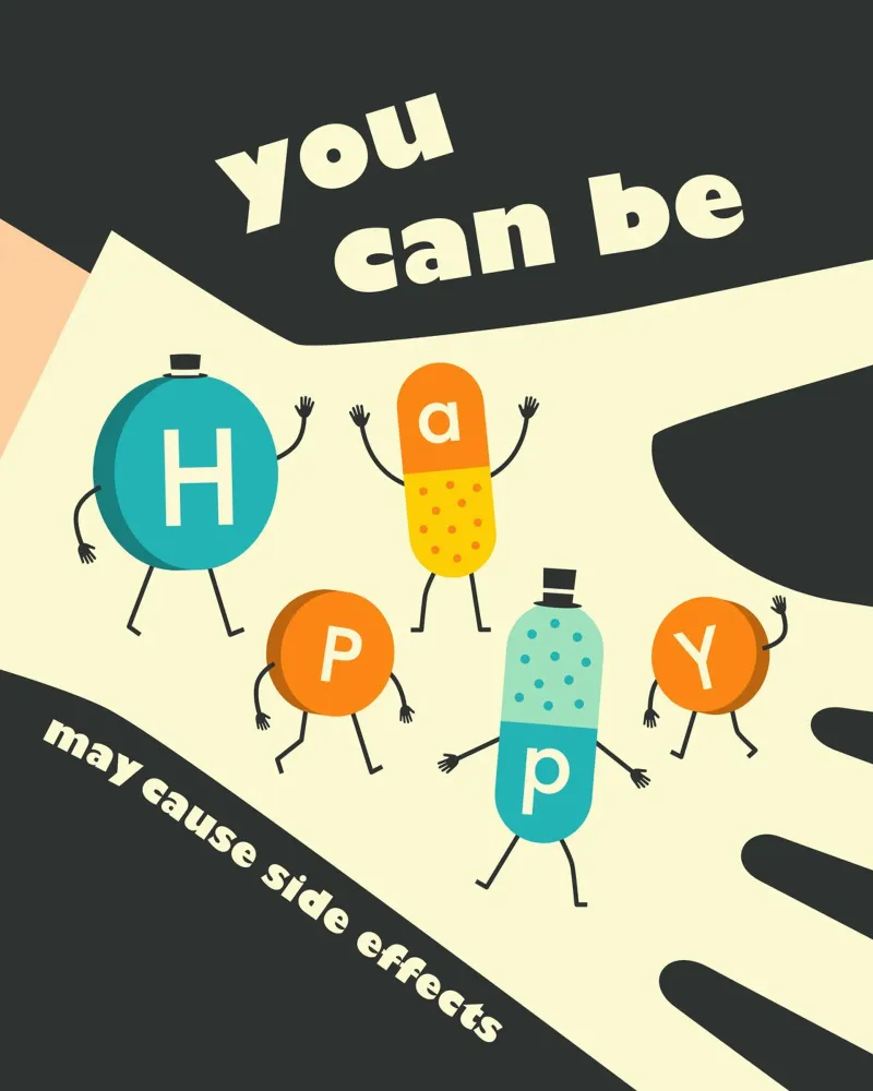 Pillole di felicità poster con telaio in plastica da Jazzberry Blue