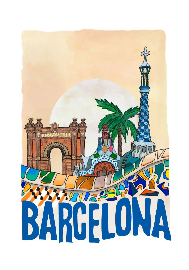 Barcelona - Park Güell and Arc de Triomf poster by Claudiabrueggen