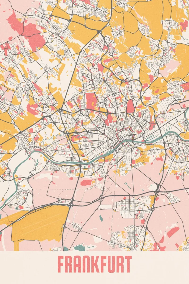 Francoforte in un colpo d'occhio - Mappa moderna della città stampata con tecnica fine art carta hahnemühle da MOOODZART