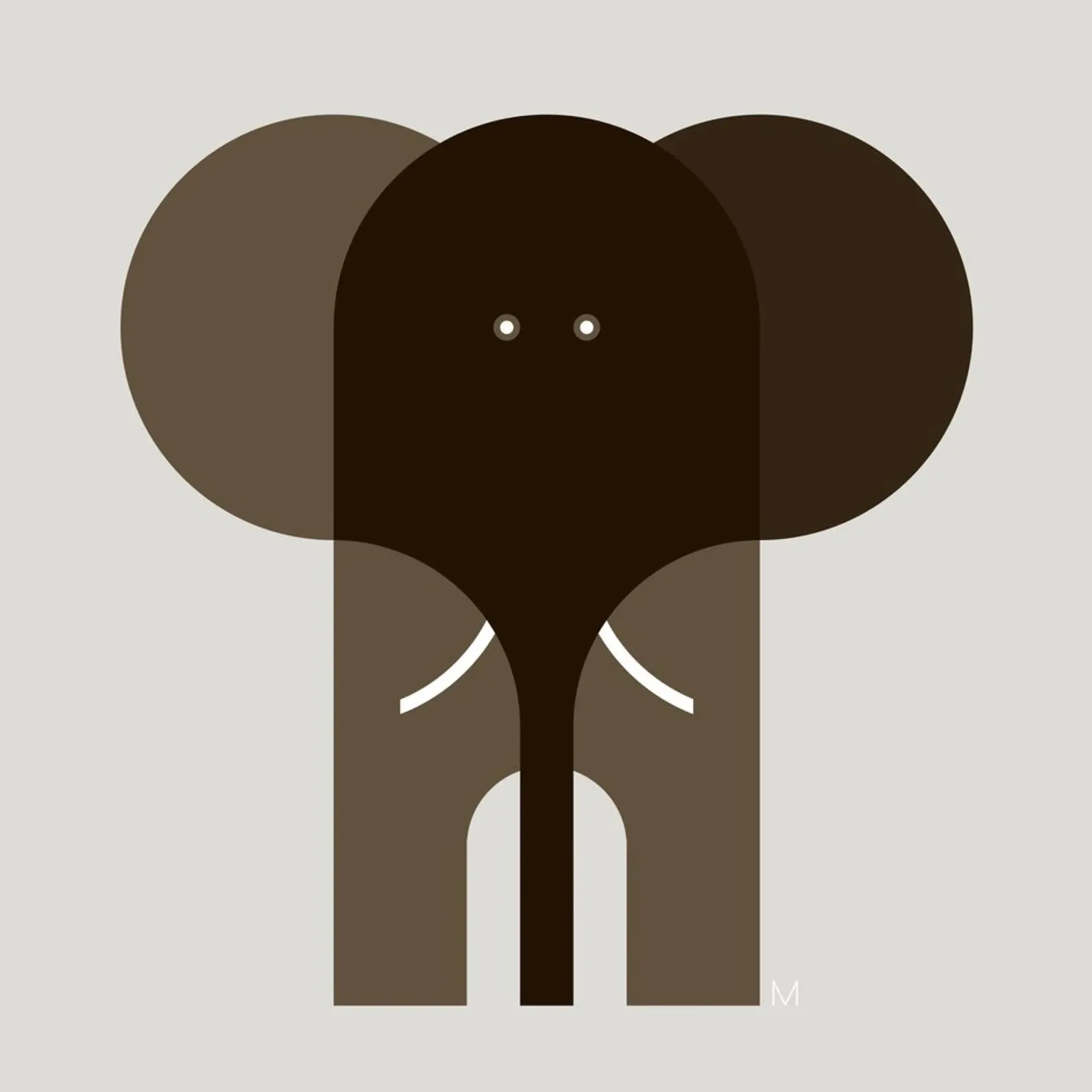 Elephant (neutral warm) poster with wooden frame by Seed & Signal