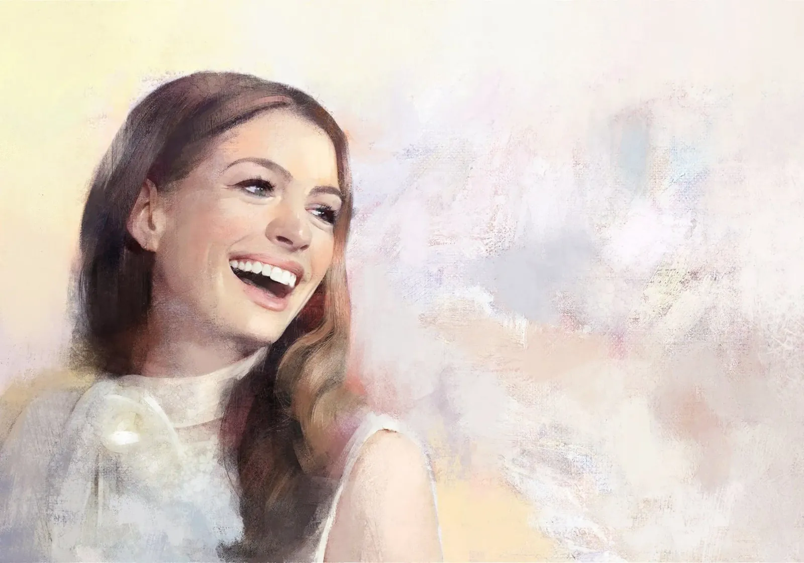 Anne Hathaway - Anmut in Bewegung Leinwand mit Schattenfugenrahmen von Artascy Art