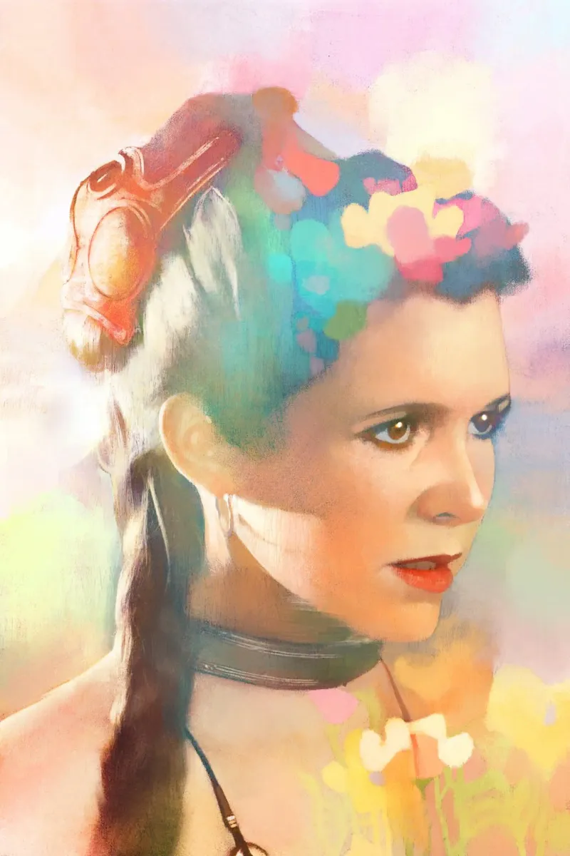 Carrie Fisher - Una fiera resilienza pellicola backlit da Artascy Art