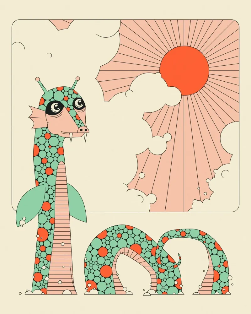 Serpente di mare poster con telaio in alluminio da Jazzberry Blue