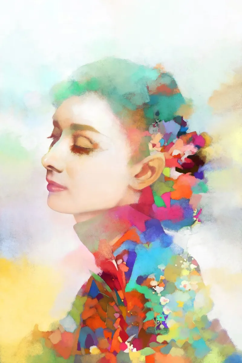 Audrey Hepburn - Eleganza senza tempo pellicola backlit da Artascy Art