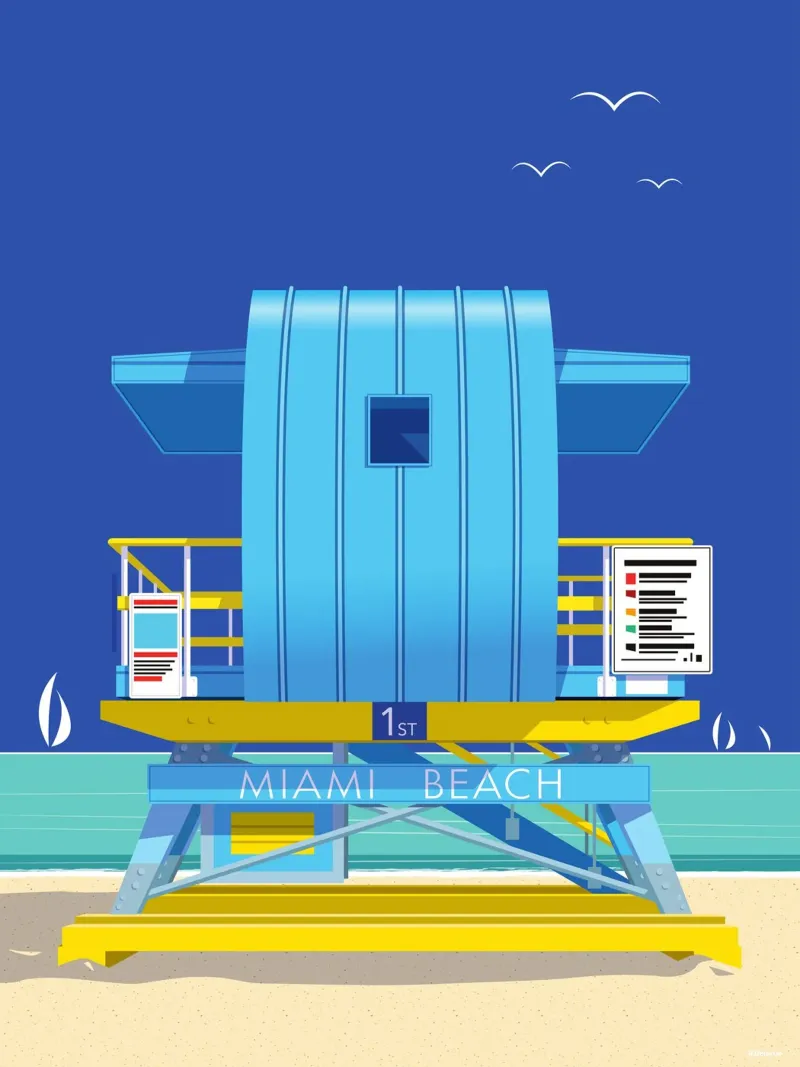 Miami Beach tela con Cornice a cassetta da Raphaël Delerue