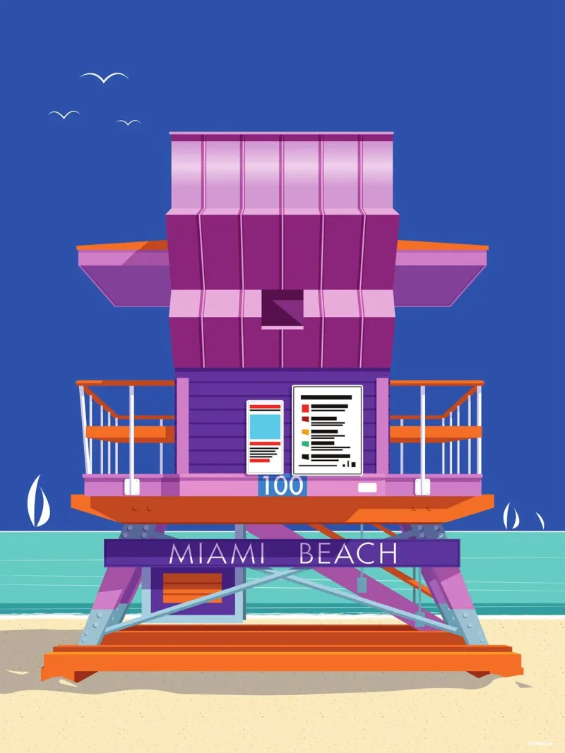 Miami Beach tela con Cornice a cassetta da Raphaël Delerue