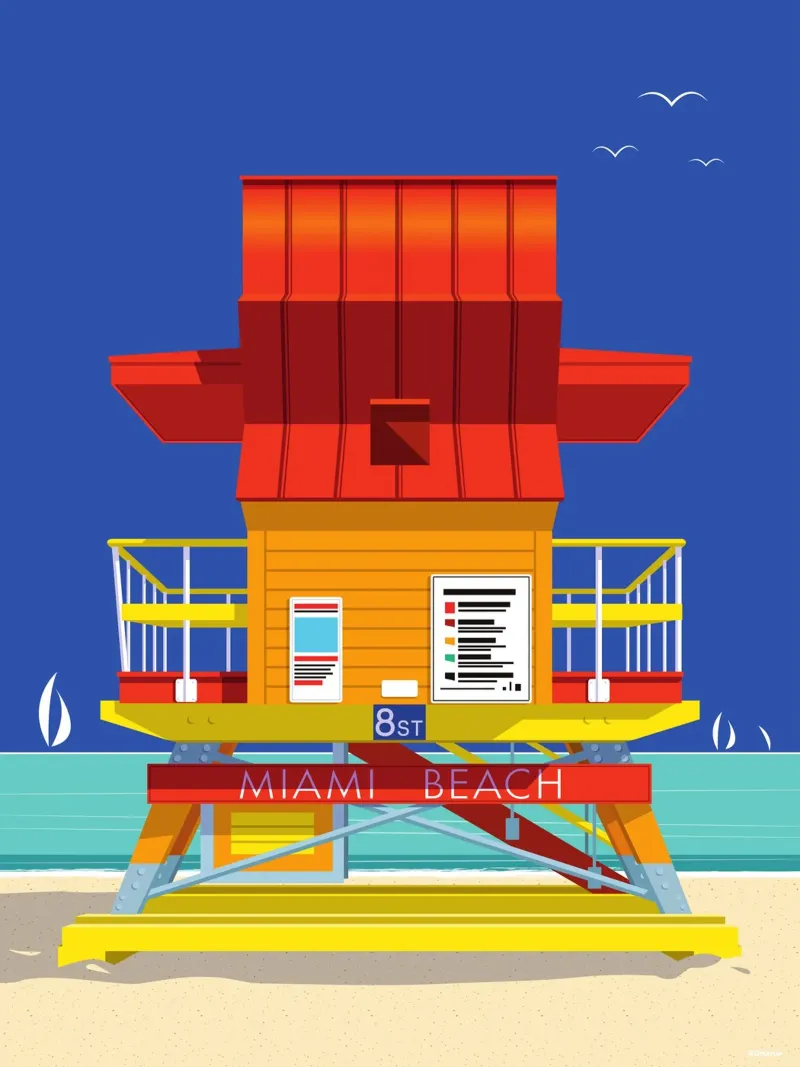 Miami Beach tela con Cornice a cassetta da Raphaël Delerue