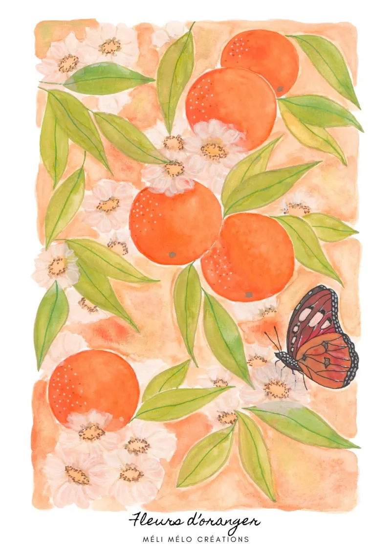Orangenblüten Leinwand von melimelocreations