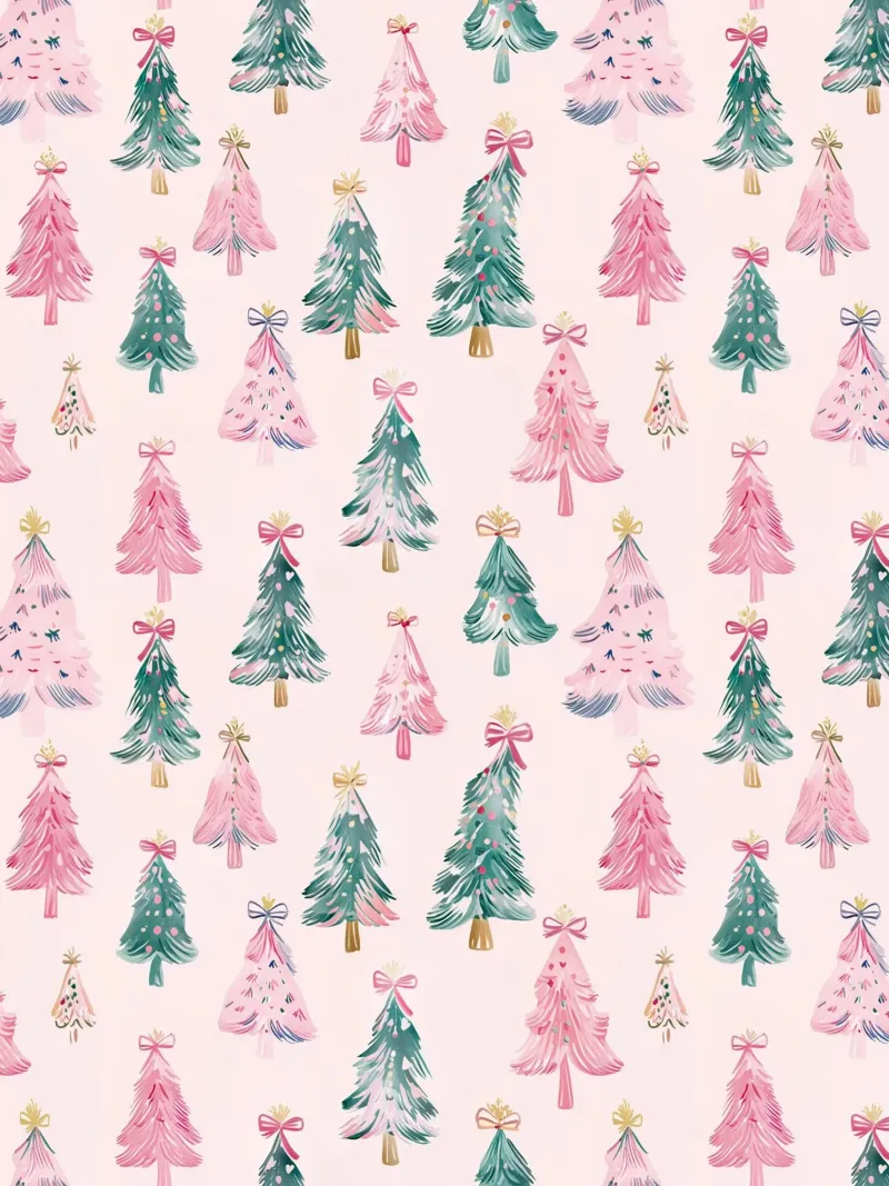 Alberi di Natale rosa con fiocchi rosa Coquette Estetica Y2K poster con telaio in plastica da Gentle Echoes Art