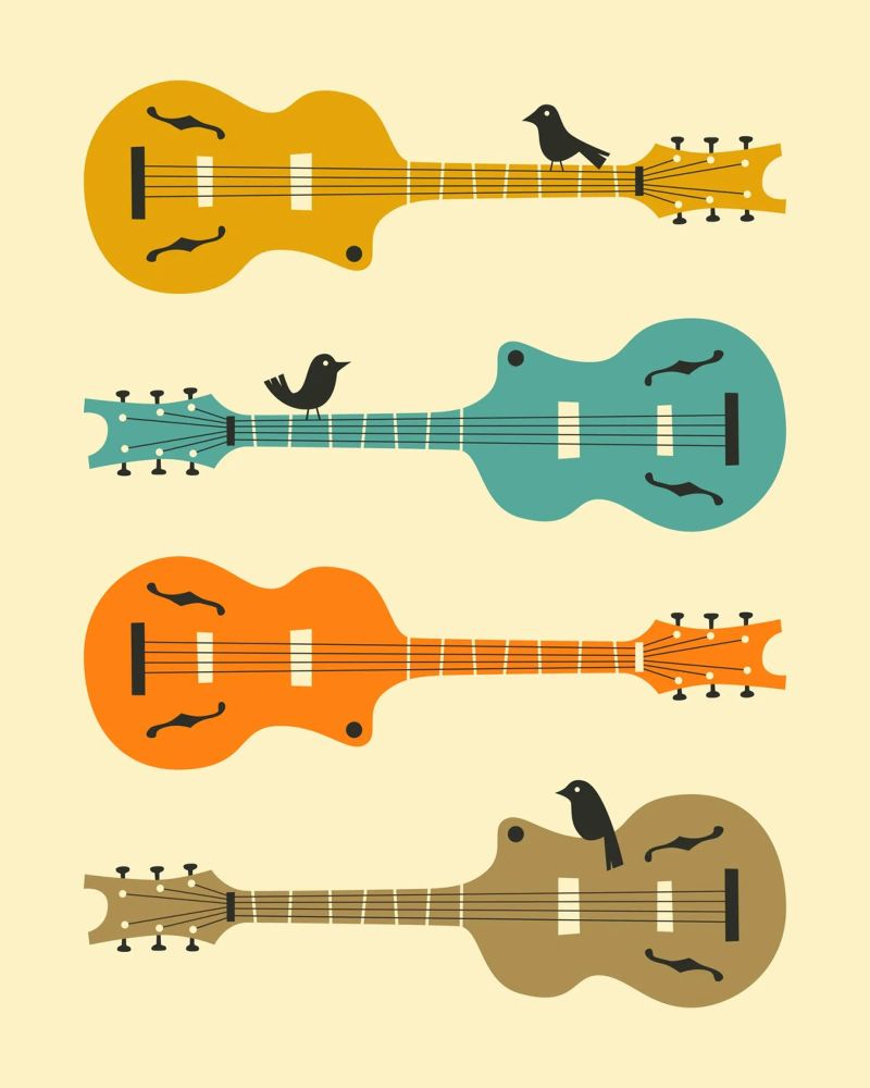 Birds on Guitar Strings poster by Jazzberry Blue