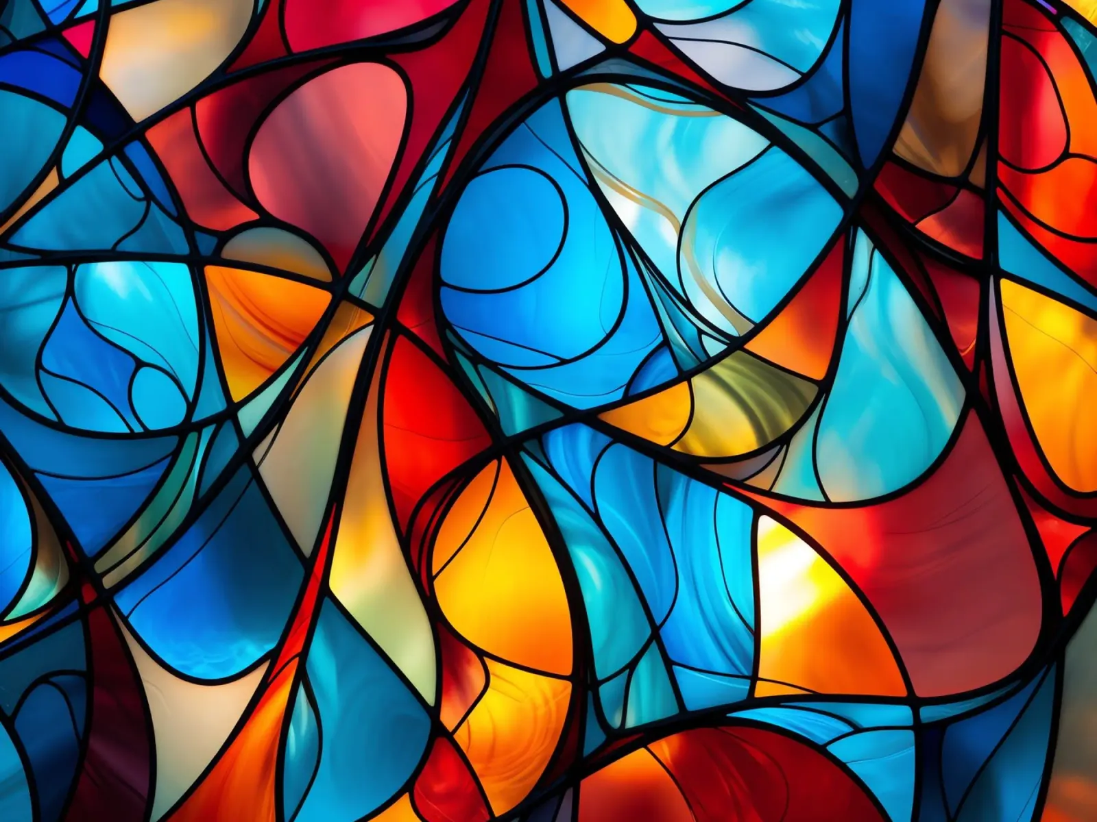 Glas-in-lood & lichtmozaïeken canvas met Baklijst van Théïa's Fantasia World