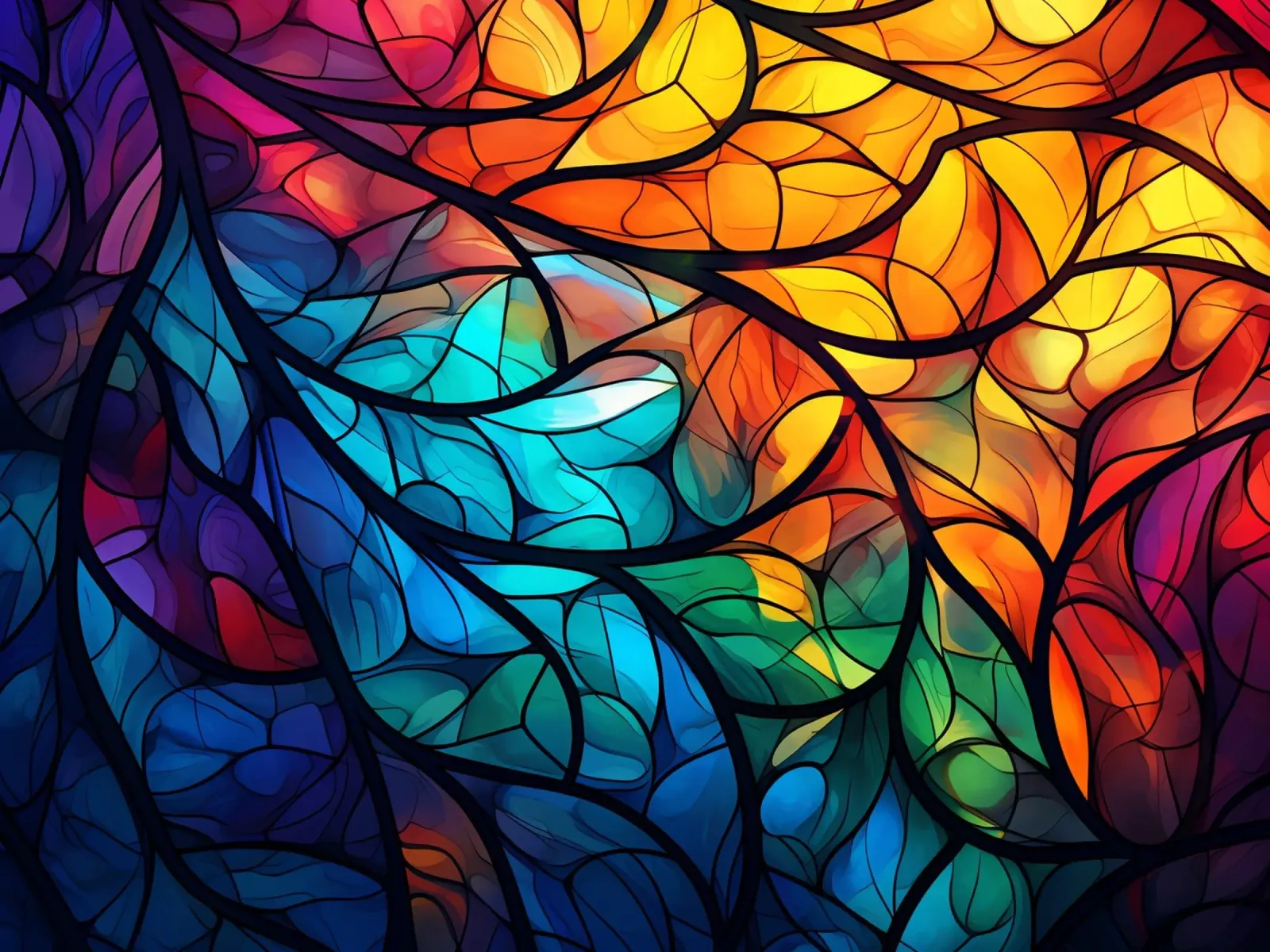 Vetrate e mosaici luminosi poster con telaio in alluminio da Théïa's Fantasia World