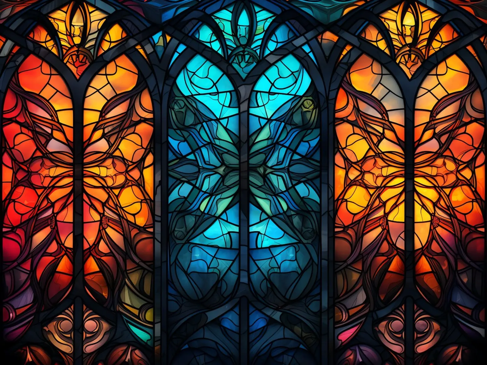 Vetrate e mosaici luminosi poster con telaio in legno da Théïa's Fantasia World
