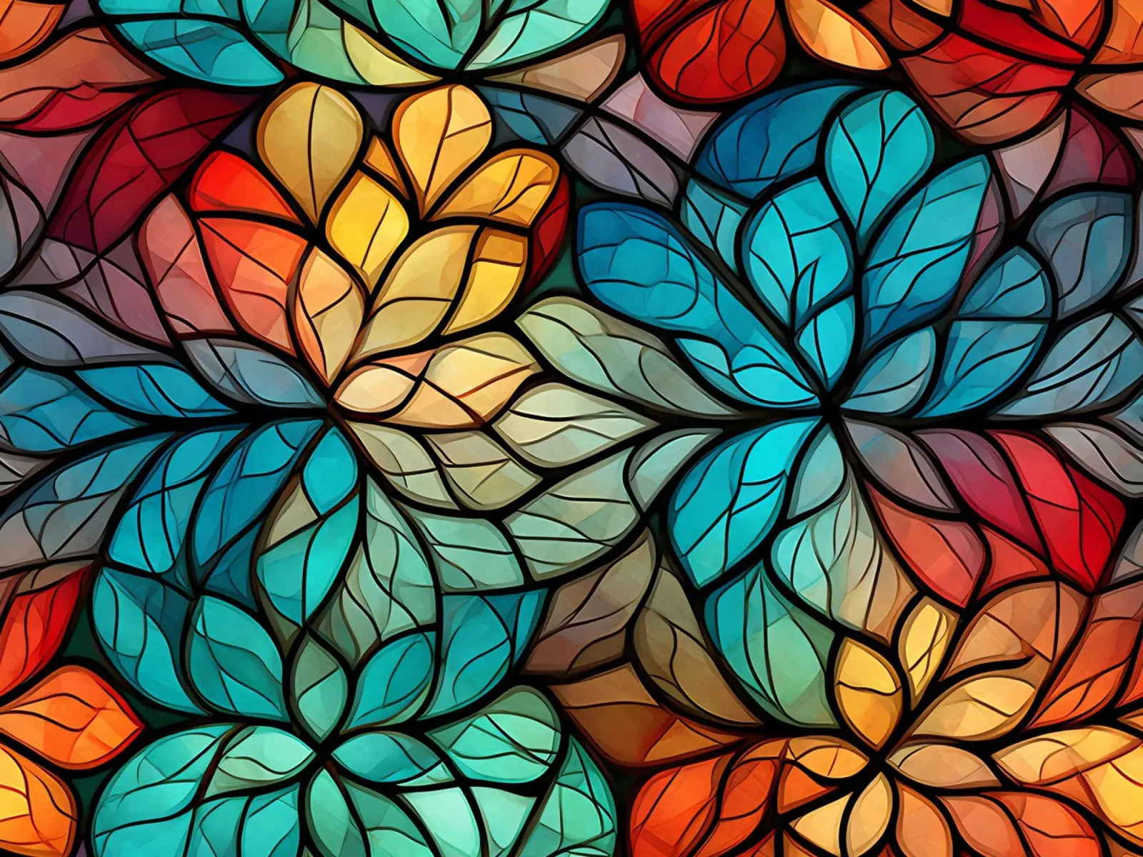 Glas-in-lood & lichtmozaïeken canvas met Baklijst van Théïa's Fantasia World