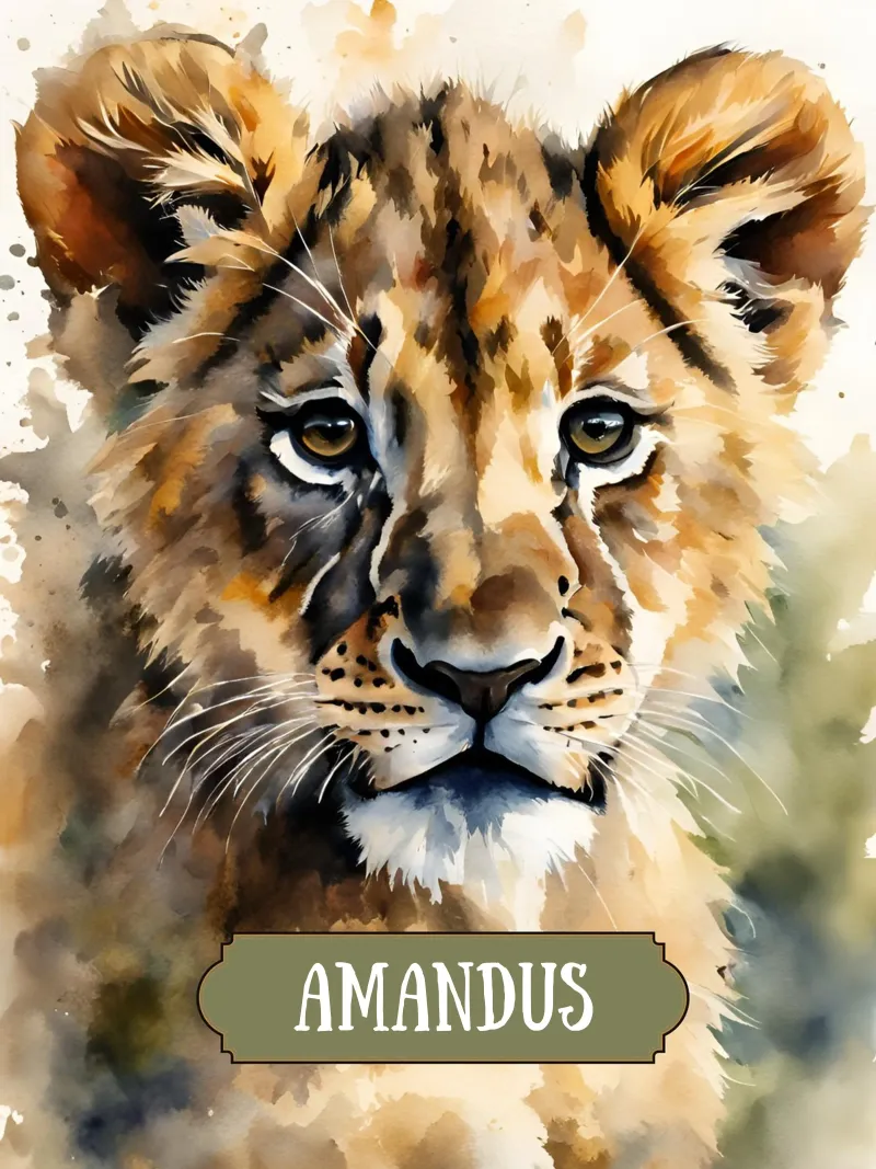 Kleiner Löwe - Aquarell poster con telaio in alluminio da Ohkimiko