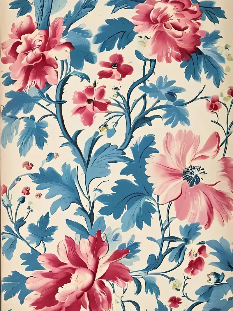 Carta da parati con arazzo floreale romantico poster da Artistic-shop