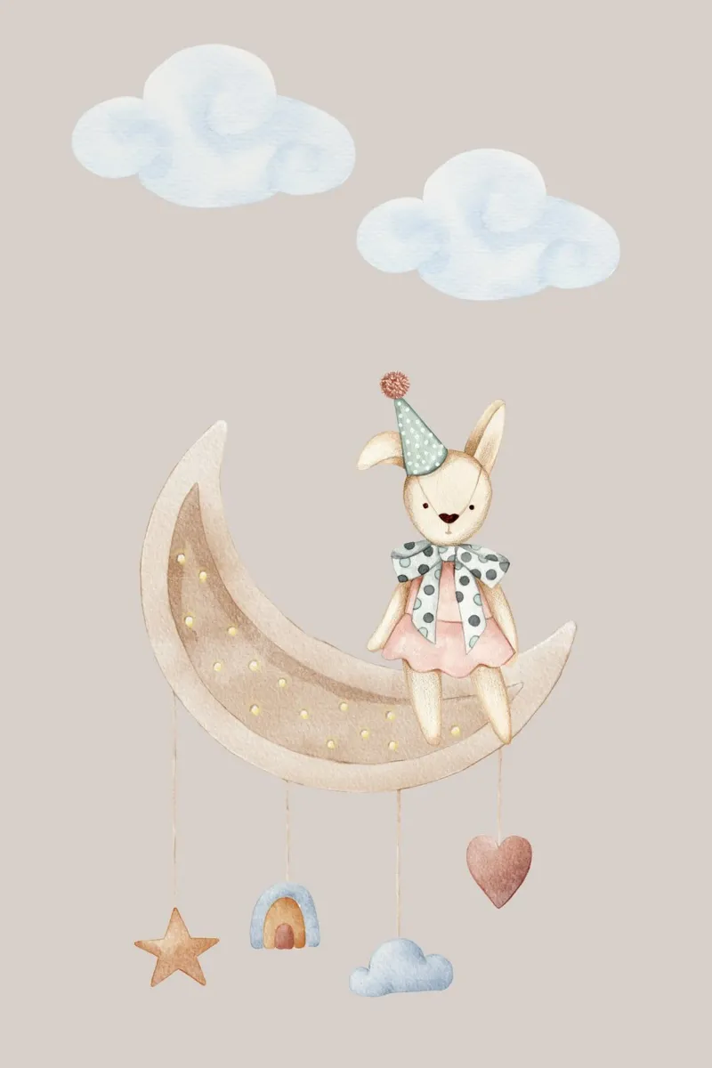 La notte dei coniglietti stellati pellicola backlit da Doodle Dreams Art