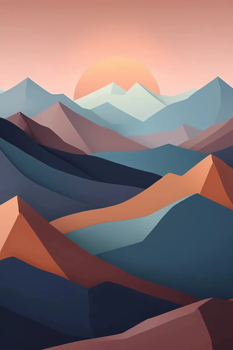 Sunset Serenity: A Minimalist Mountainscape canvas with Floater frame by Artistic-shop